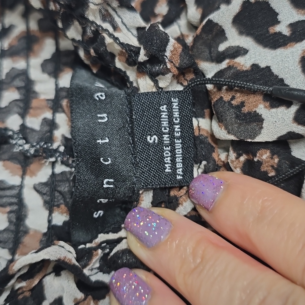 Sanctuary Too Fab Smocked Short Mini Dress Leopard Print, Size S NWT - Picture 4 of 10